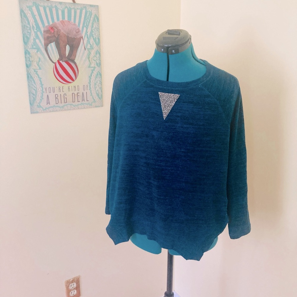 Teal blue brindle sweatshirt with silver embellishment from Juicy Couture
